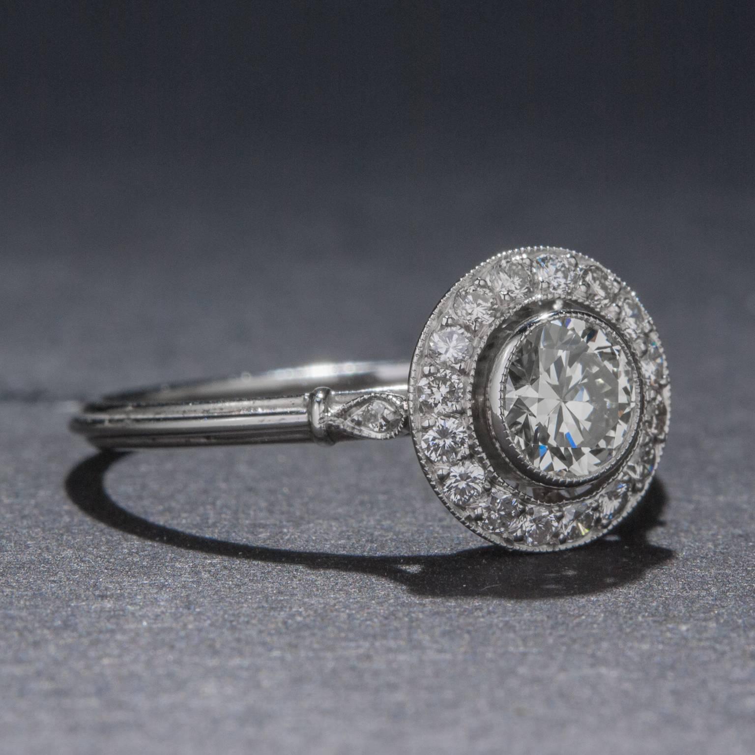Edwardian .51 Carat Diamond Platinum Ring For Sale