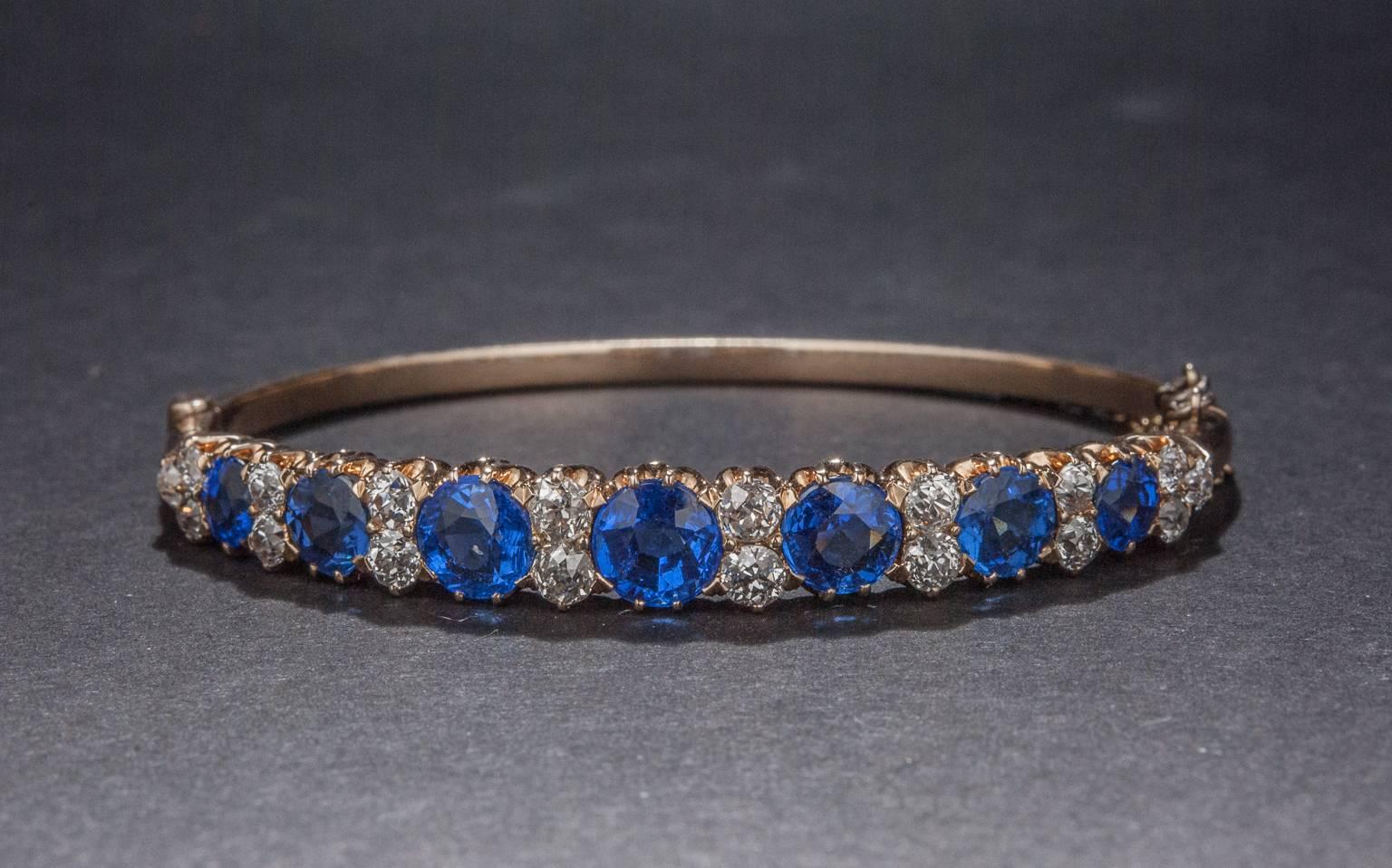 1900s Diamond and Synthetic Blue-Stone Bracelet In Excellent Condition For Sale In Carmel, CA