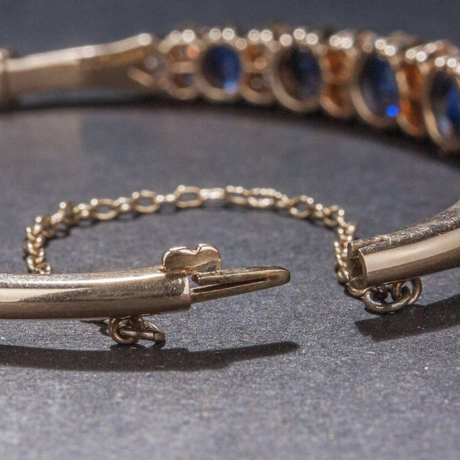 Edwardian 1900s Diamond and Synthetic Blue-Stone Bracelet For Sale