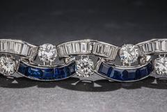 Sapphire Diamond Platinum Bracelet