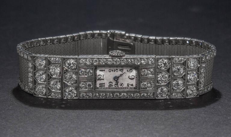 Audemars Piguet lady's platinum diamond art Deco wristwatch For Sale at ...