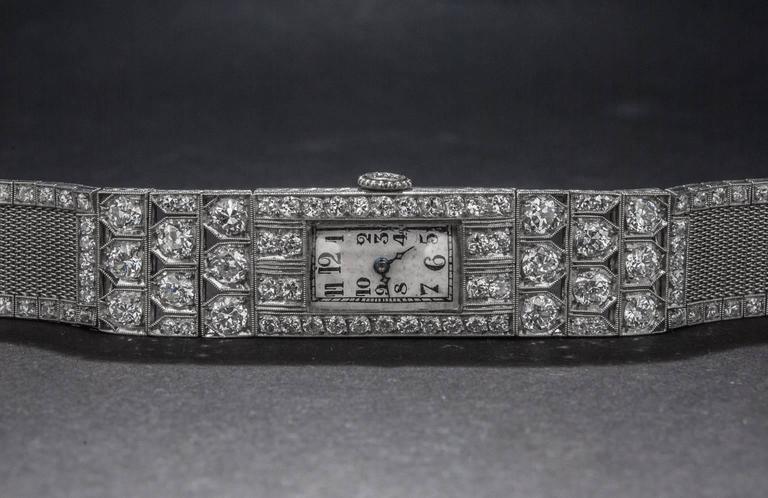 Audemars Piguet lady's platinum diamond art Deco wristwatch For Sale at ...