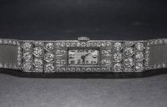 Audemars Piguet lady's platinum diamond art Deco wristwatch