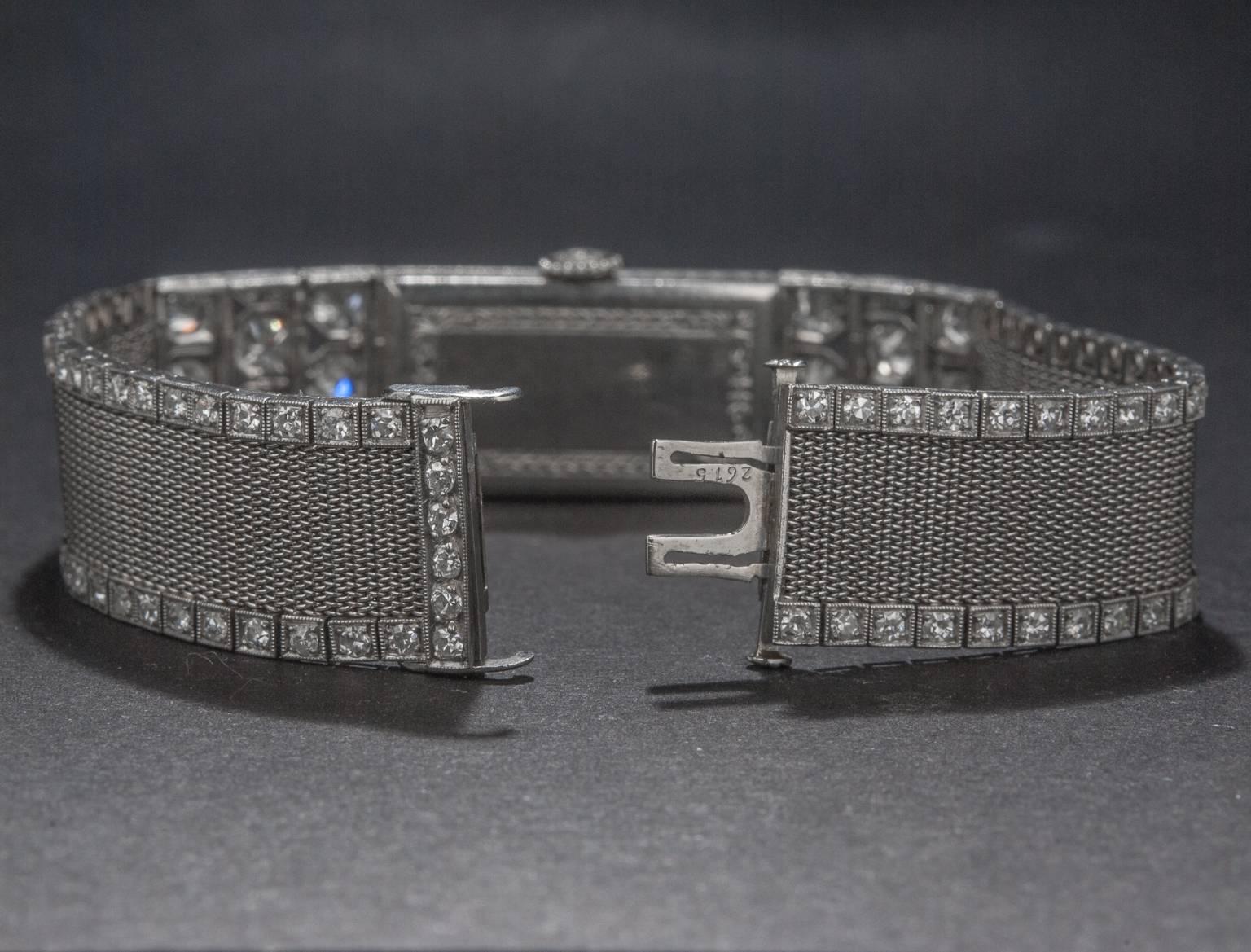 Audemars Piguet lady's platinum diamond art Deco wristwatch In Good Condition For Sale In Carmel, CA