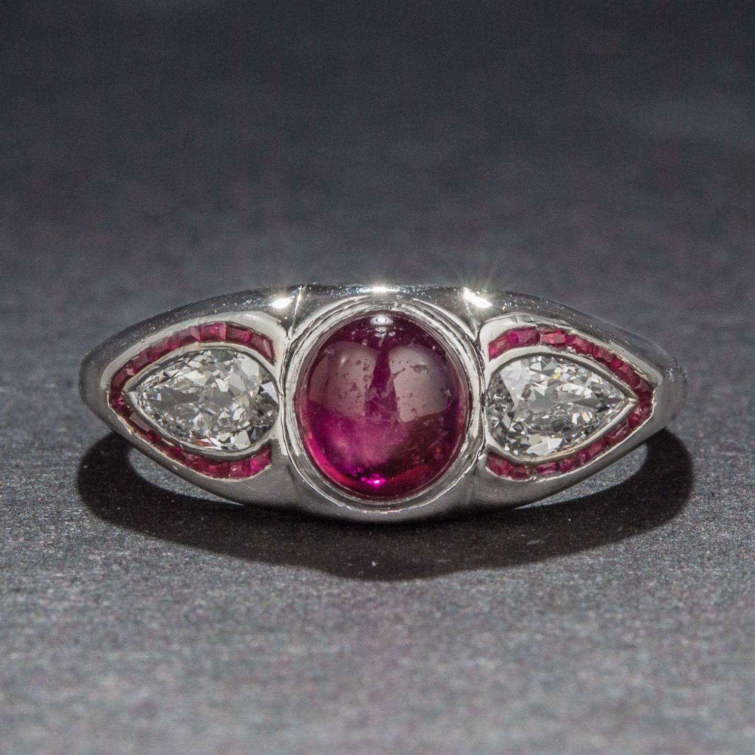 Women's 1.25 Carat Ruby Diamond Platinum Ring For Sale