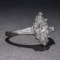 1.84 Carat Marquise Cut Diamond Platinum Ring