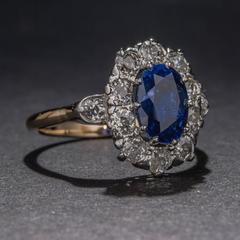 1920s Platinum-on-Gold 2.75 Carat Sapphire and Diamond Ring