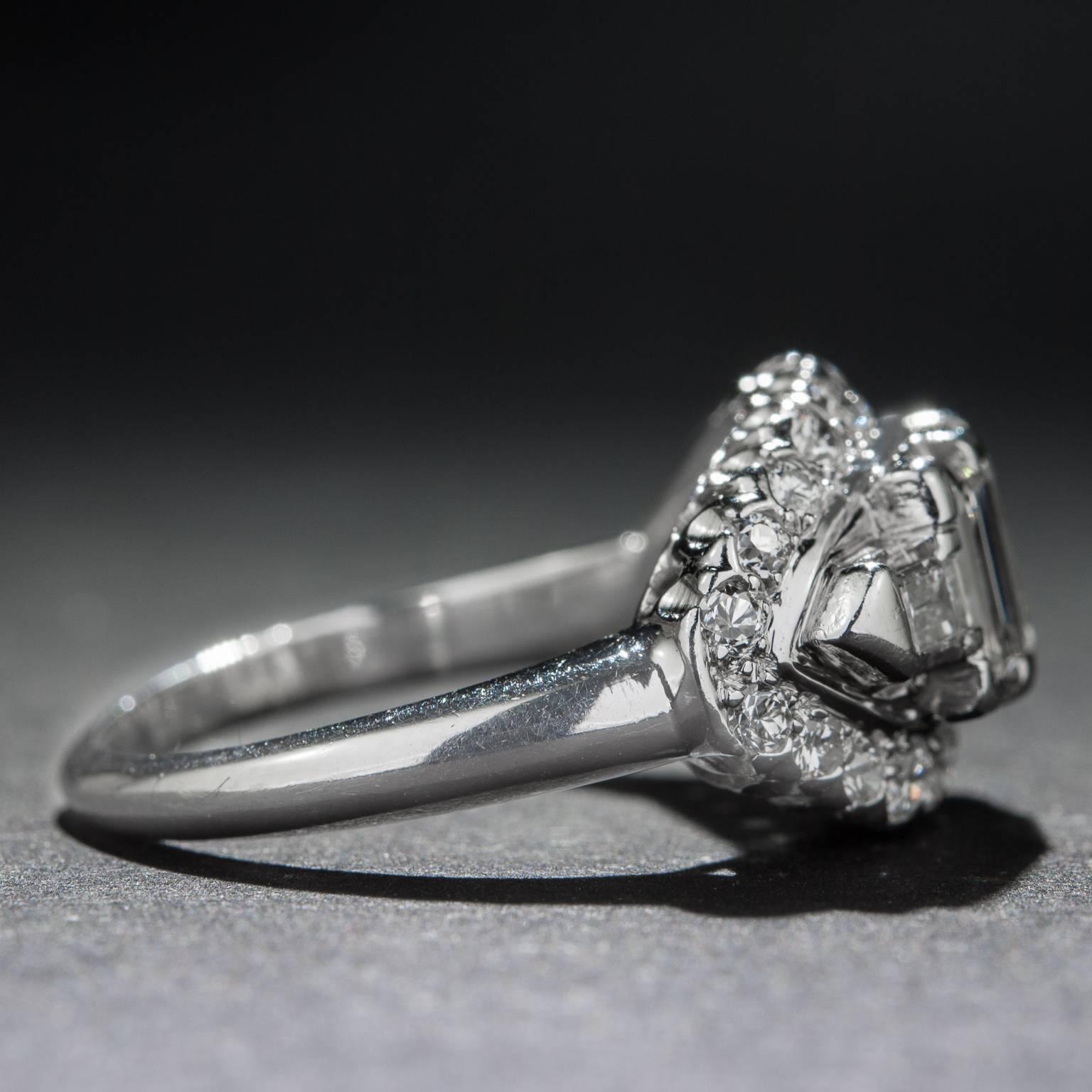 Art Deco 1930s Diamond Platinum Ring For Sale