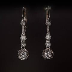 1930s Art Deco Diamond Gold Dangle Earrings