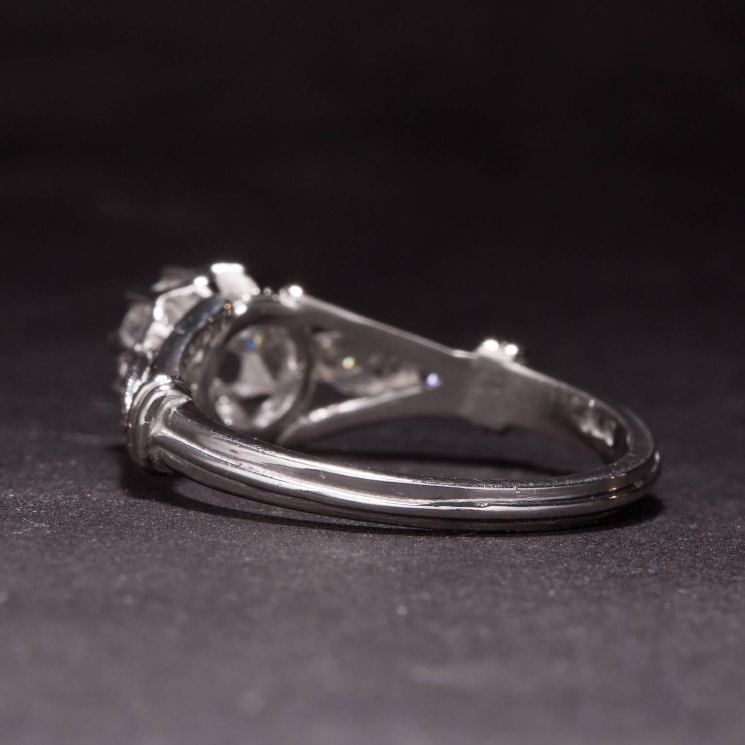 Art Deco .48 Carat Diamond Platinum Ring For Sale