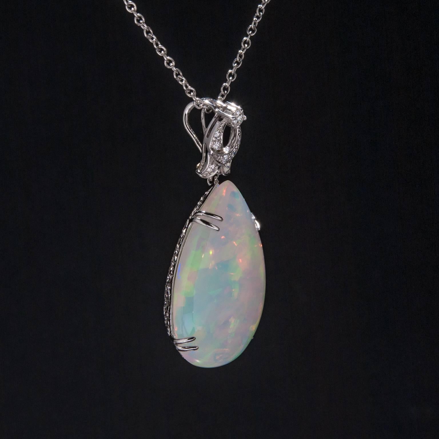 Contemporary 21.38 Carat Ethiopian Opal and Diamond Pendant