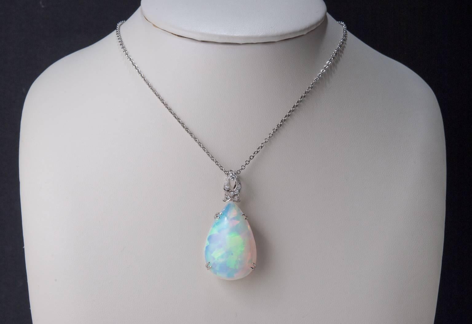 21.38 Carat Ethiopian Opal and Diamond Pendant In New Condition In Carmel, CA