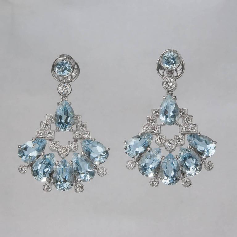 Aquamarine and Diamond Chandelier Earrings For Sale at 1stDibs
