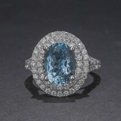 2.17 Carat Aquamarine and Diamond Ring