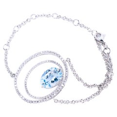 Beatrice Barzaghi 5 carat Aquamarine Diamond  Gold Unique Clasp Cosmic Bracelet 