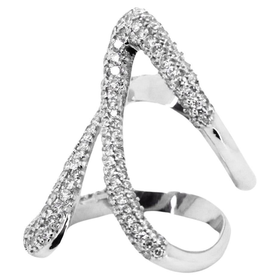 Beatrice Barzaghi Made in Italy Diamond Pave Awarded White Gold Engagement Ring For Sale