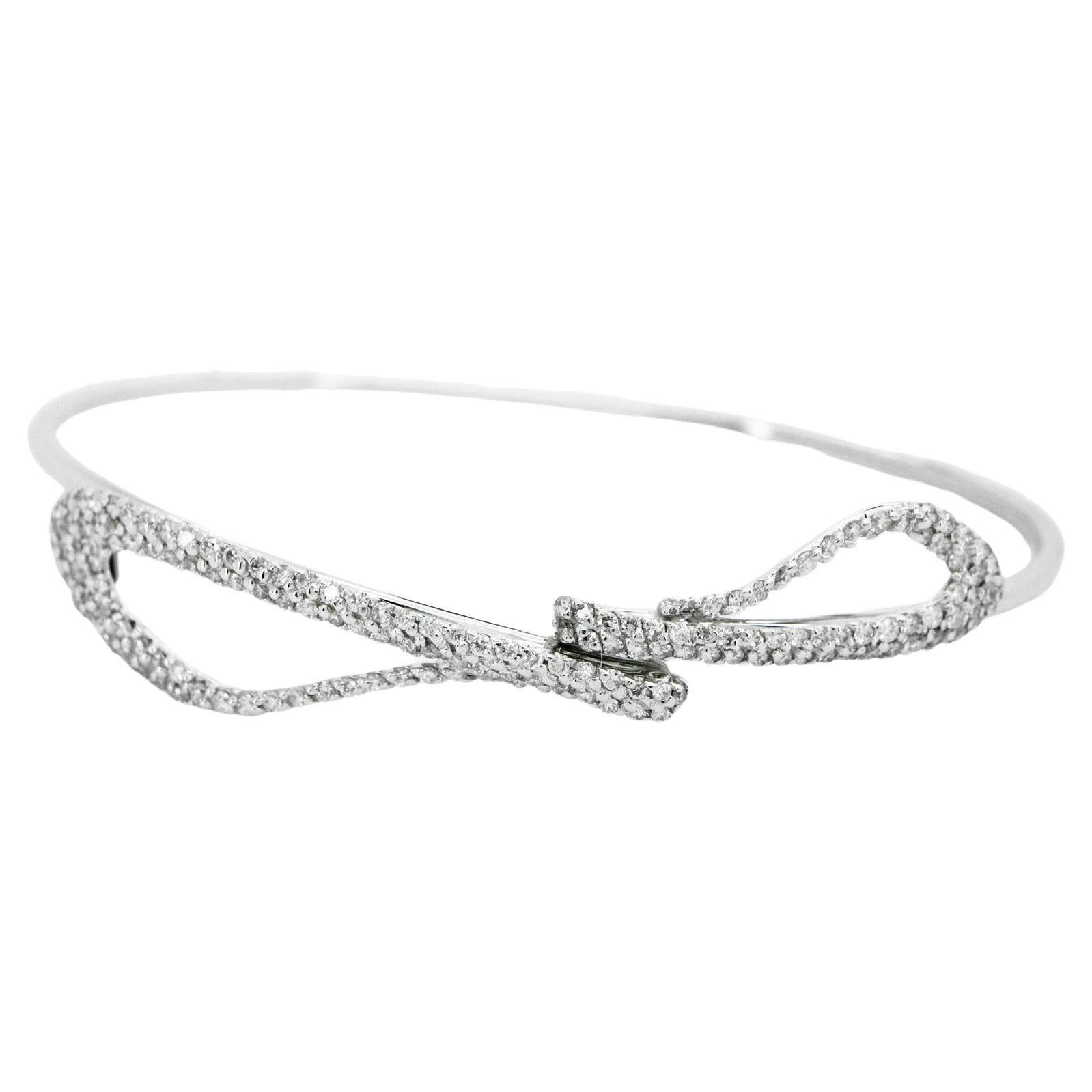 Beatrice Barzaghi Diamond Pave White Gold Ethereal Delicate Cuff Bracelet For Sale