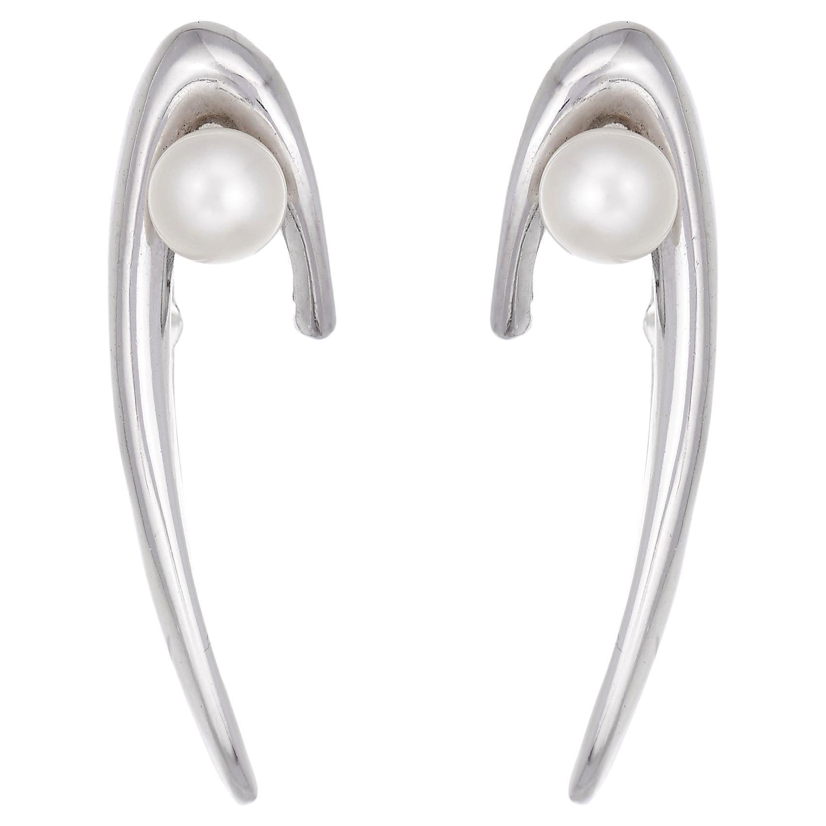 Pendientes de oro blanco de 18 quilates con cierre innovador Versátil Cosmic Empowering Bold