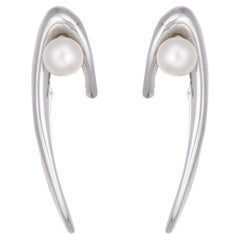 18K White Gold Pearls Innovative Clasp Versatile Cosmic Empowering Bold Earrings