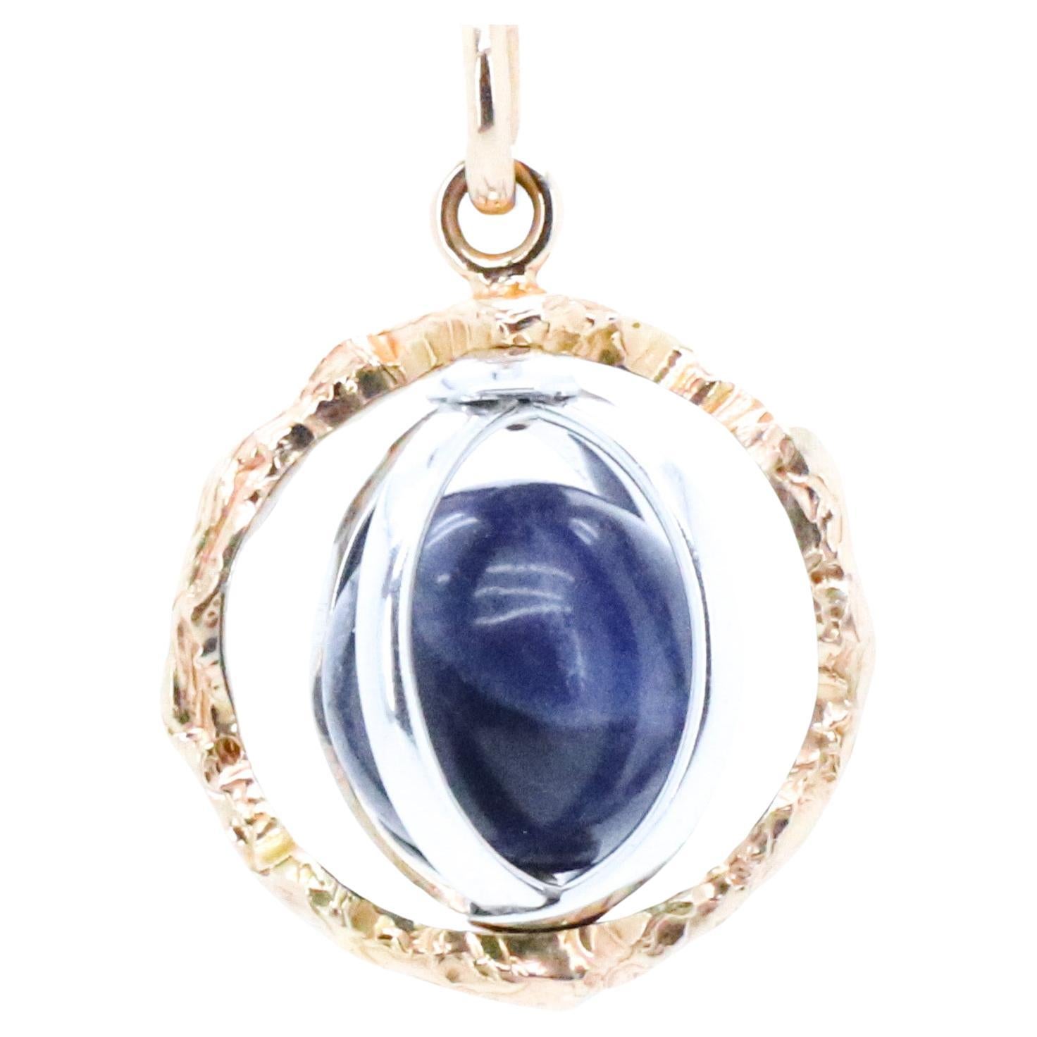 Sodalite Changeable Gem Revolving Loops Essence 18k Gold Made in Italy  Necklace For Sale