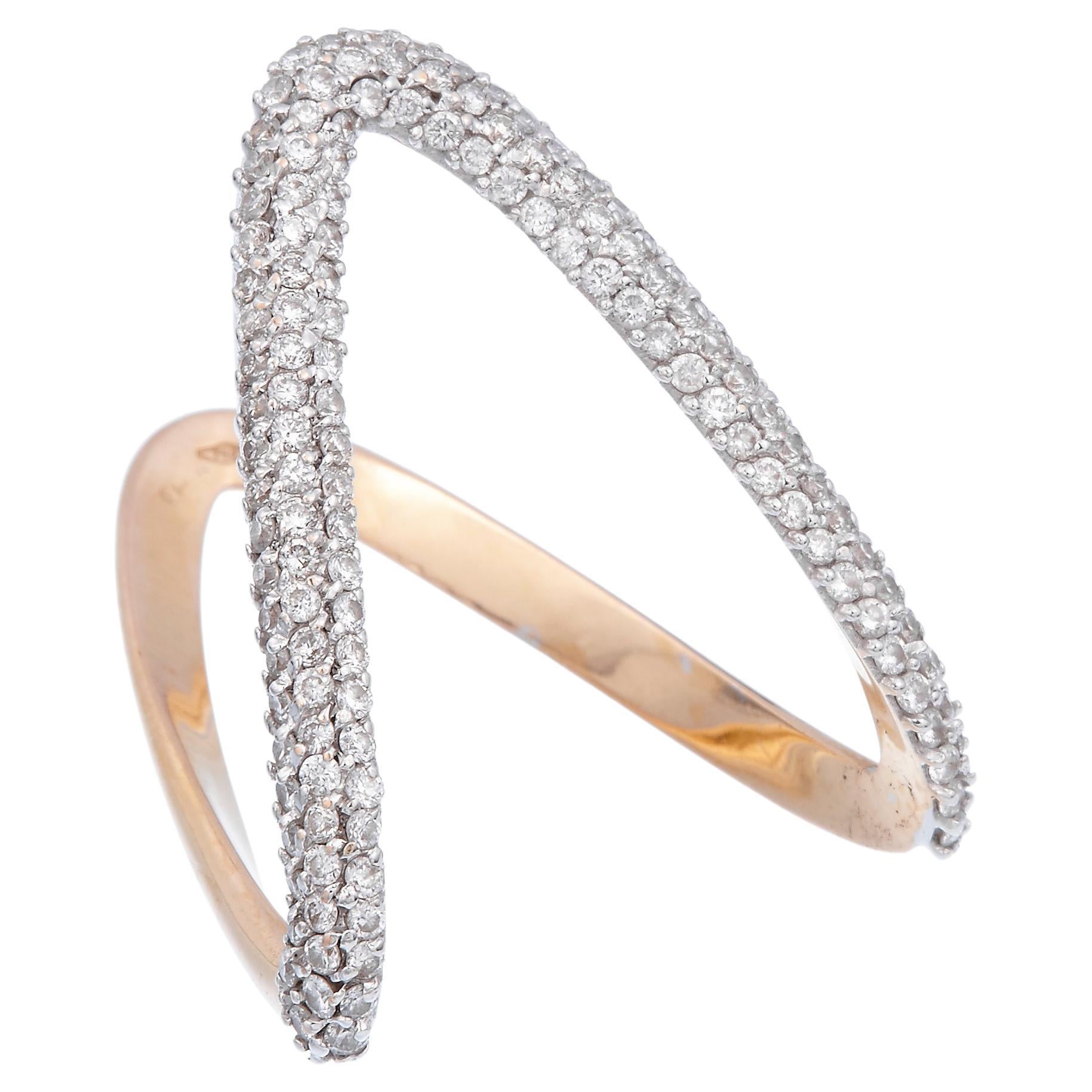 For Sale:  18K Rose Gold Made in Italy F Vs Diamond Pave Cosmic Empowerment Ring 2