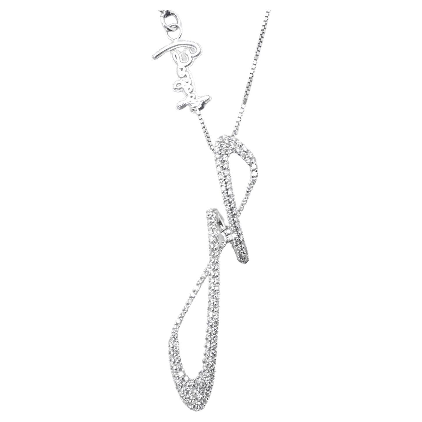 18K White Gold 1.00 ct Diamond Pave Made in Italy Shapeshifting Cosmic Pendant For Sale