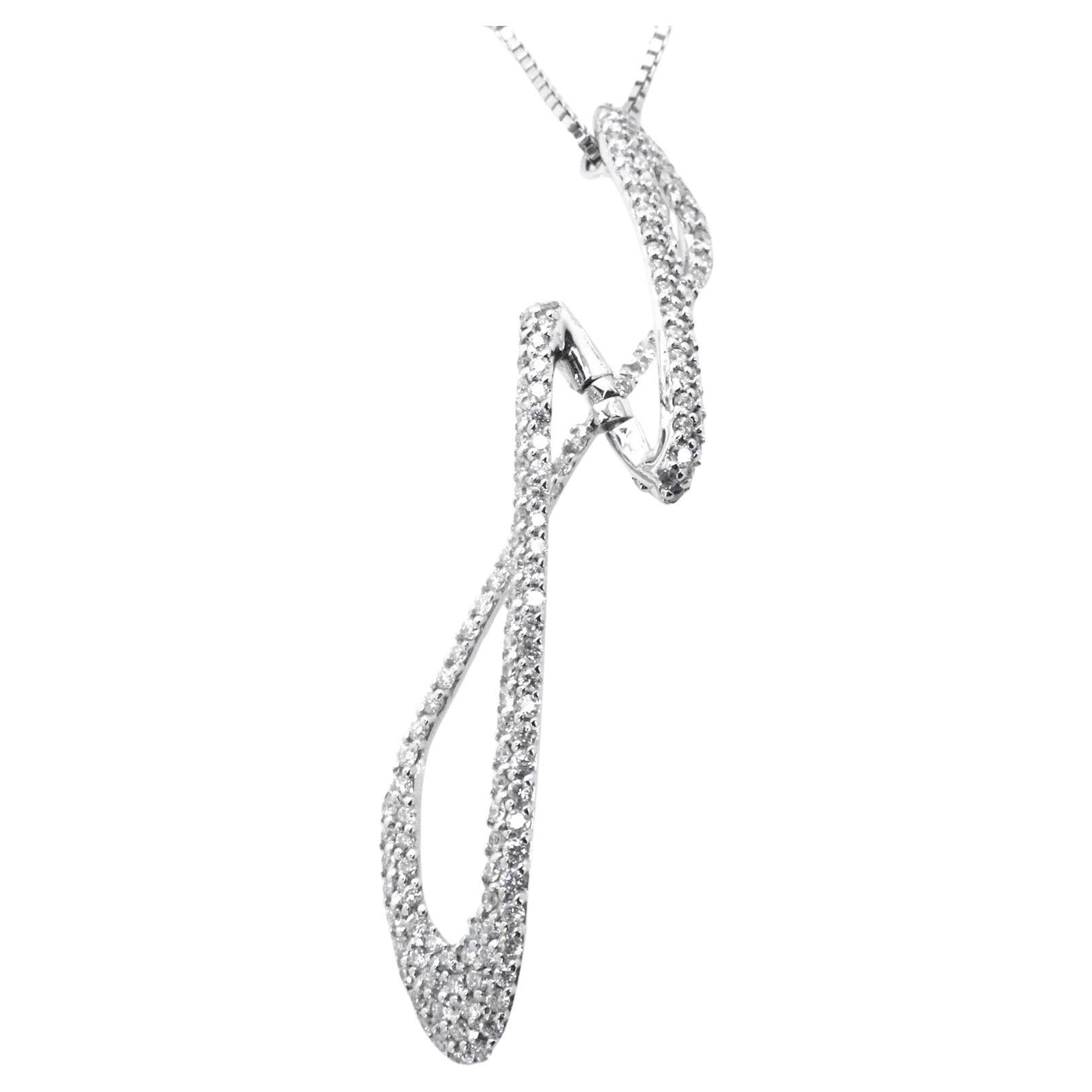18K White Gold 1.00 ct Diamond Pave Made in Italy Shapeshifting Cosmic Pendant For Sale