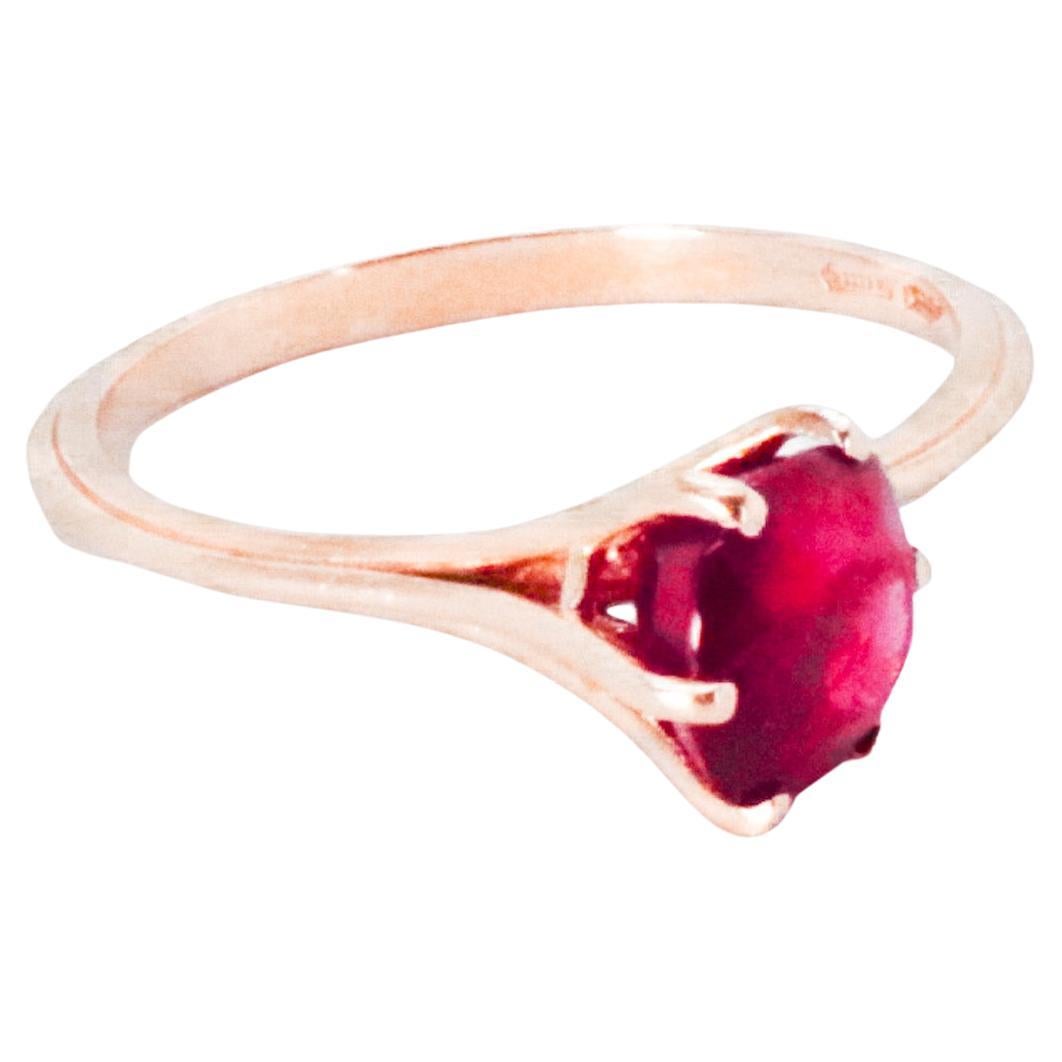2.32 cts Burma Ruby 18k Rose Gold Stackable Asymmetrical Cosmic Design Ring For Sale