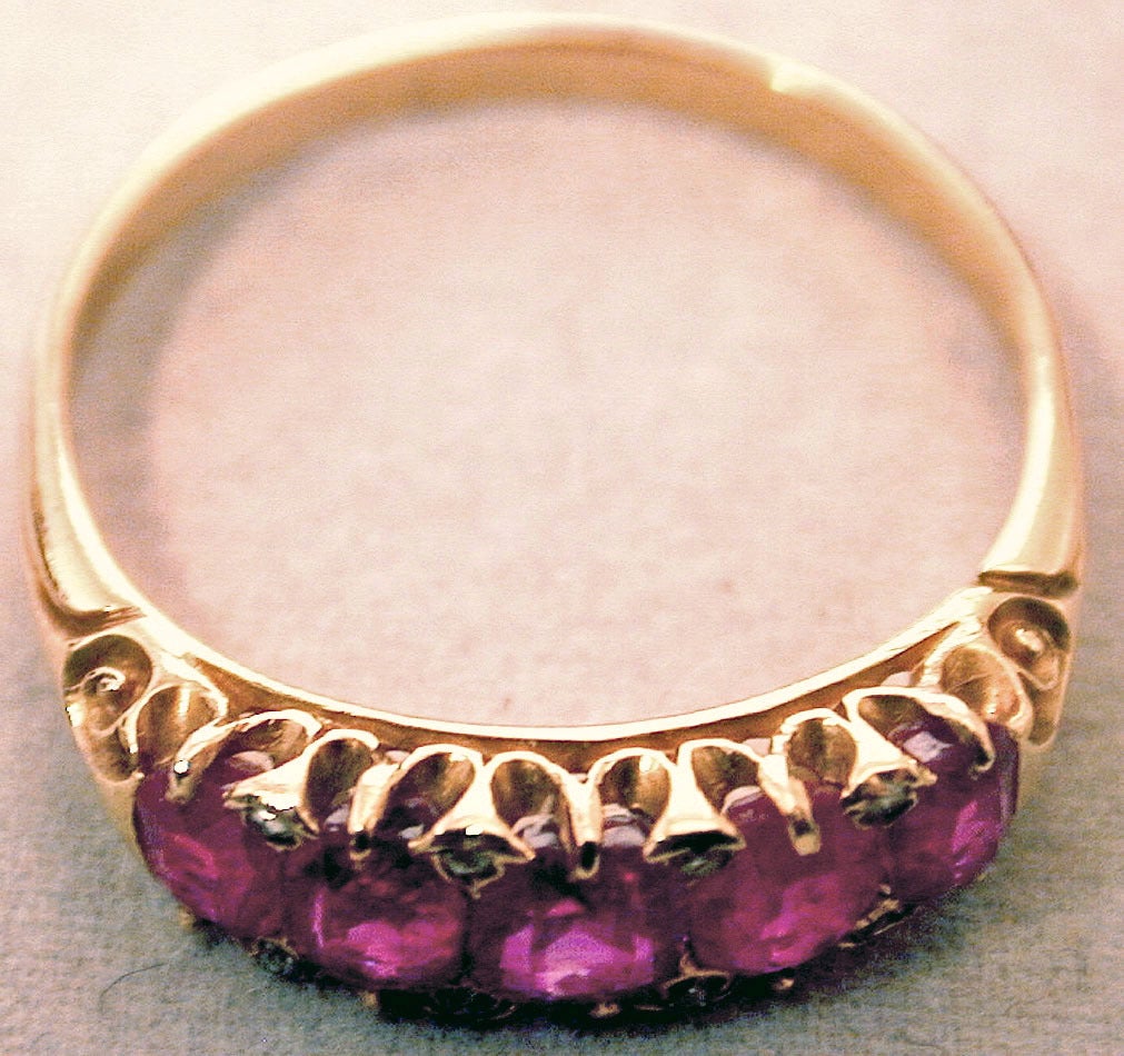 Antique Five-Stone Ruby Ring with Diamonds 1