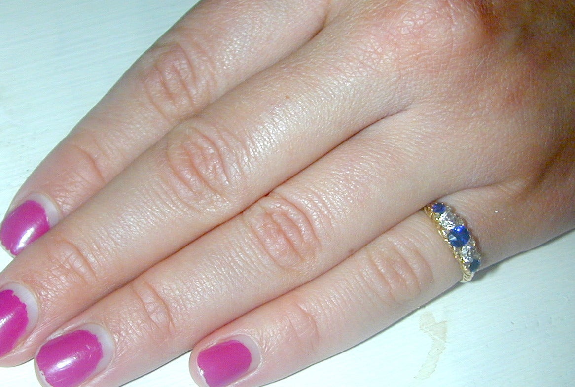 Women's Antique Sapphire Diamond Gold Five-Stone Ring
