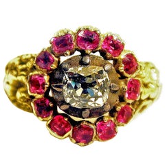 Antique Diamond Ruby Gold Ring