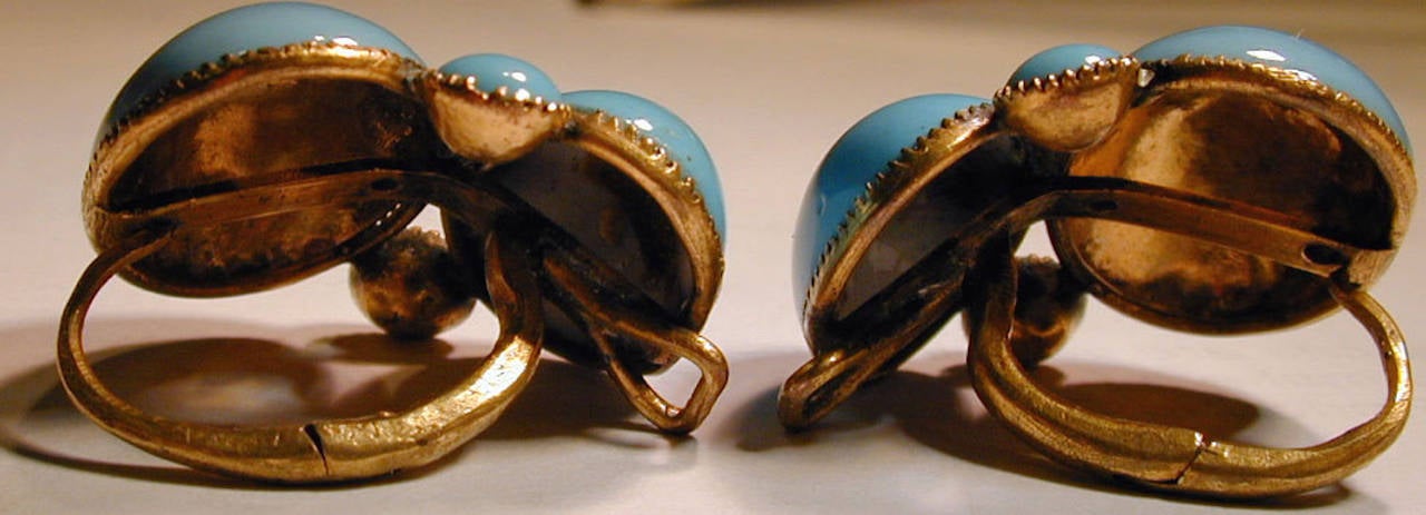Antique Queen Anne Enamel Earrings 2