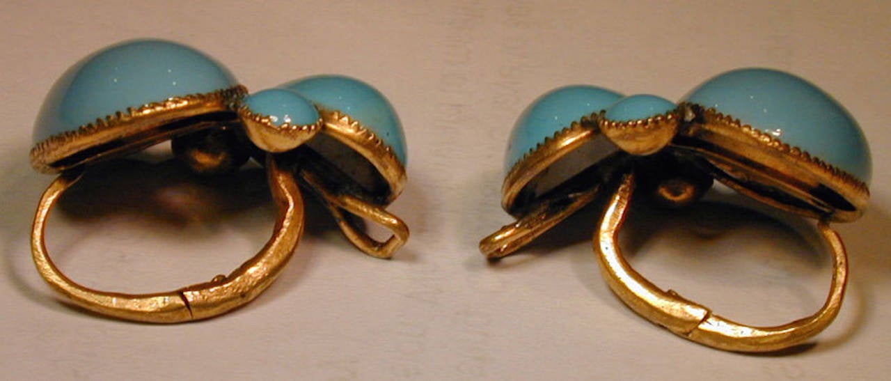 Antique Queen Anne Enamel Earrings In Excellent Condition In Baltimore, MD