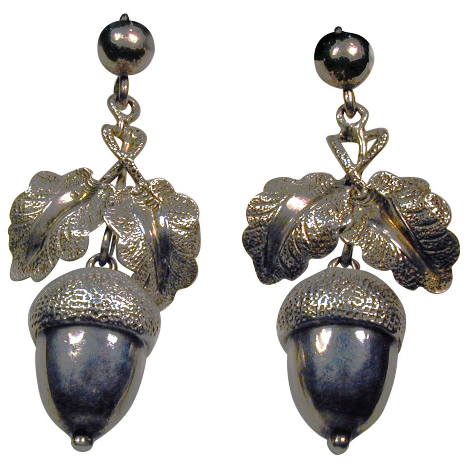 Victorian Silver Acorn Earrings