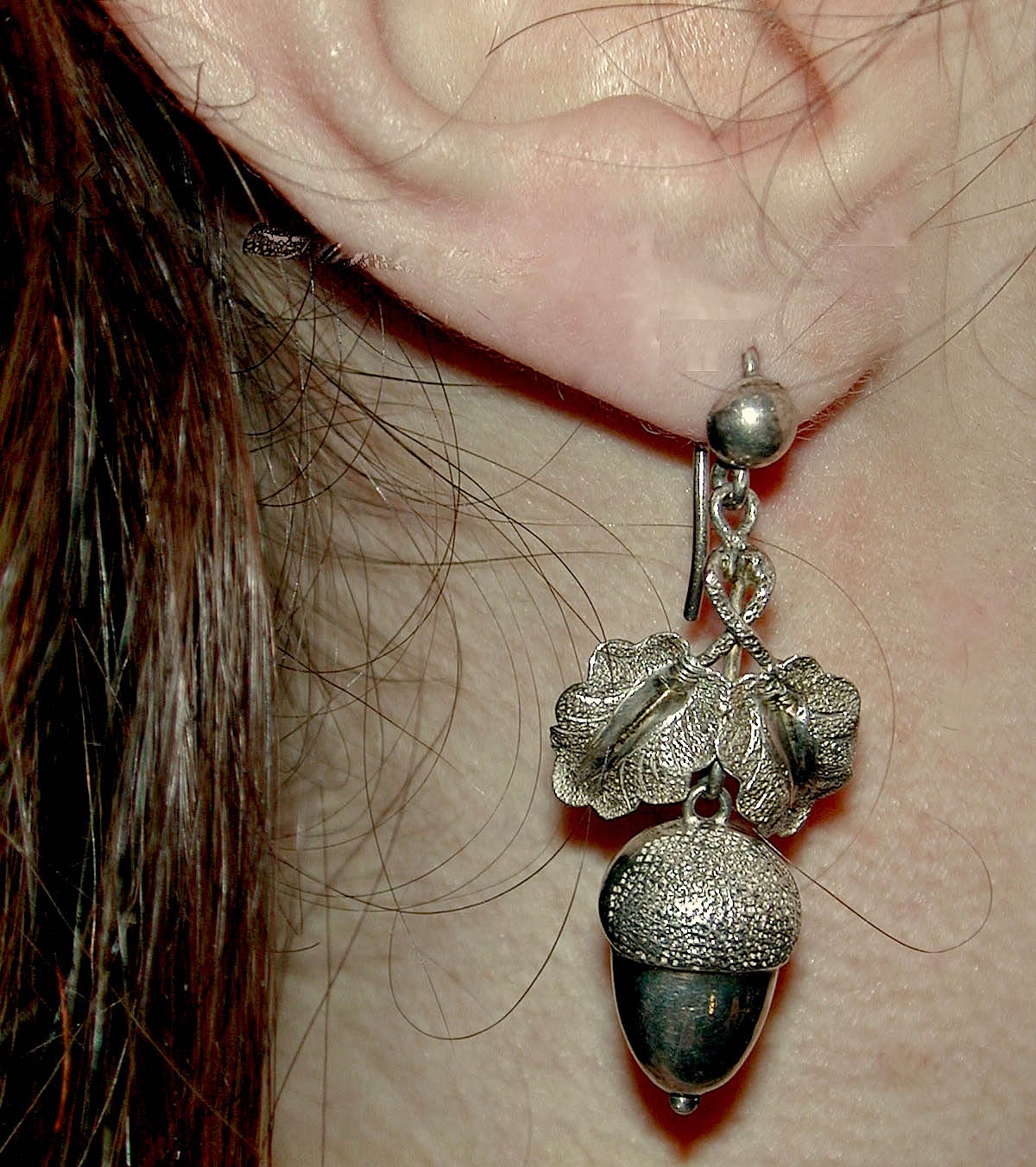 Victorian Silver Acorn Earrings 1