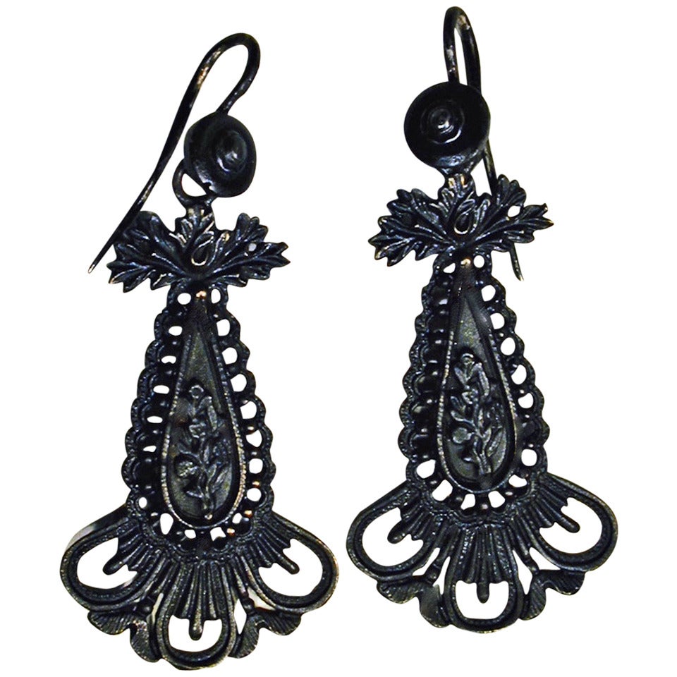 Antique Berlin Iron Drop Earrings at 1stDibs iron earrings, antique drop earrings, iron earings