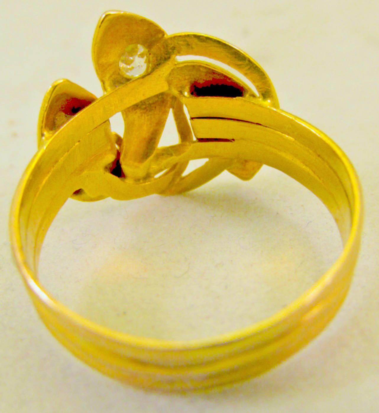 Antique Ruby Diamond Gold Snake Ring 1