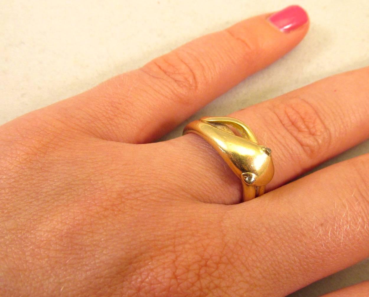 Antique Diamond Gold Snake Ring 5