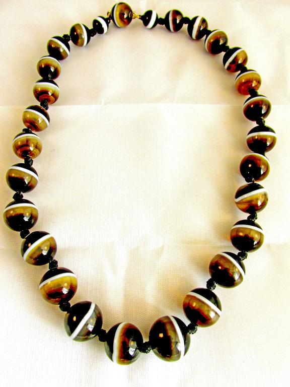 agate bead necklace North African/Middle Eastern agate banded agate beads black and white agate bead necklace vintage agate