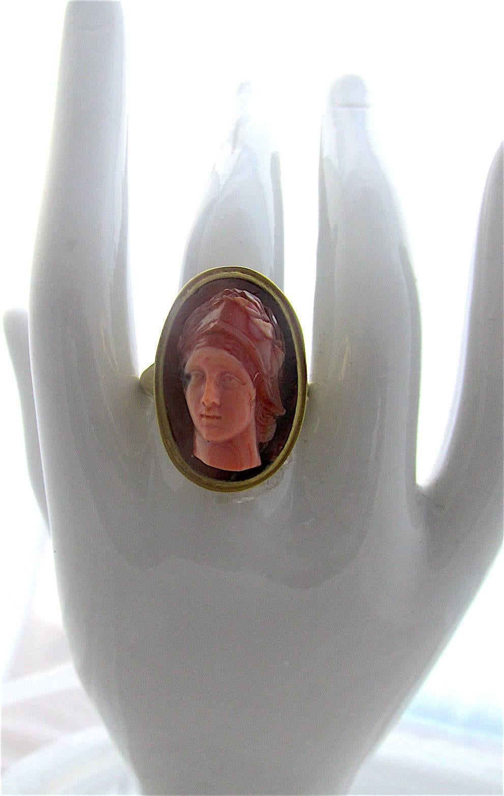 Antique Banded Agate Cameo Ring of Athena 3