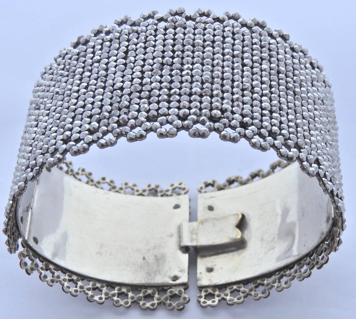 Antique Cut Steel Cuff Bracelet In Excellent Condition For Sale In Baltimore, MD