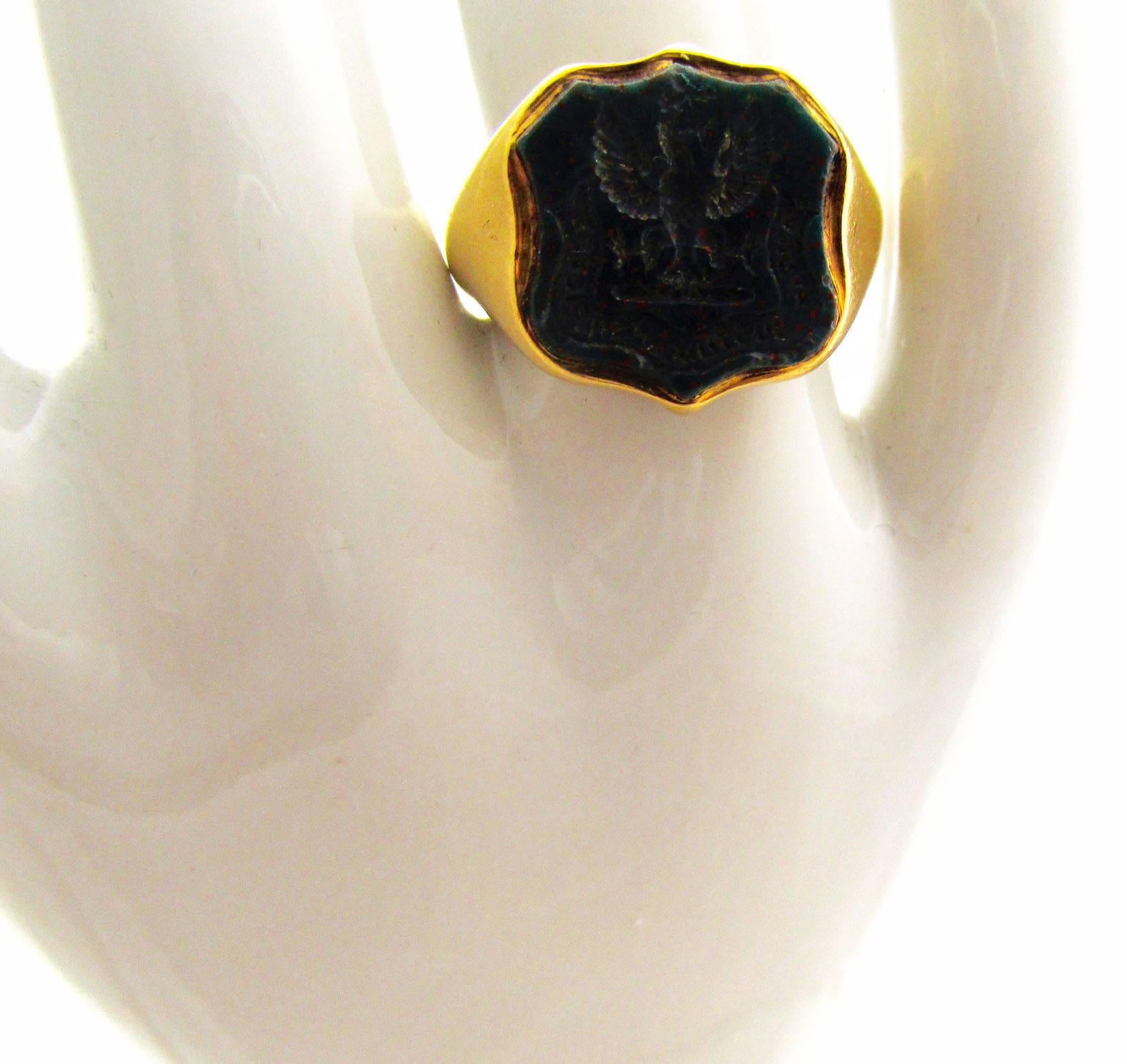 Antique Bloodstone Gold Ring 5