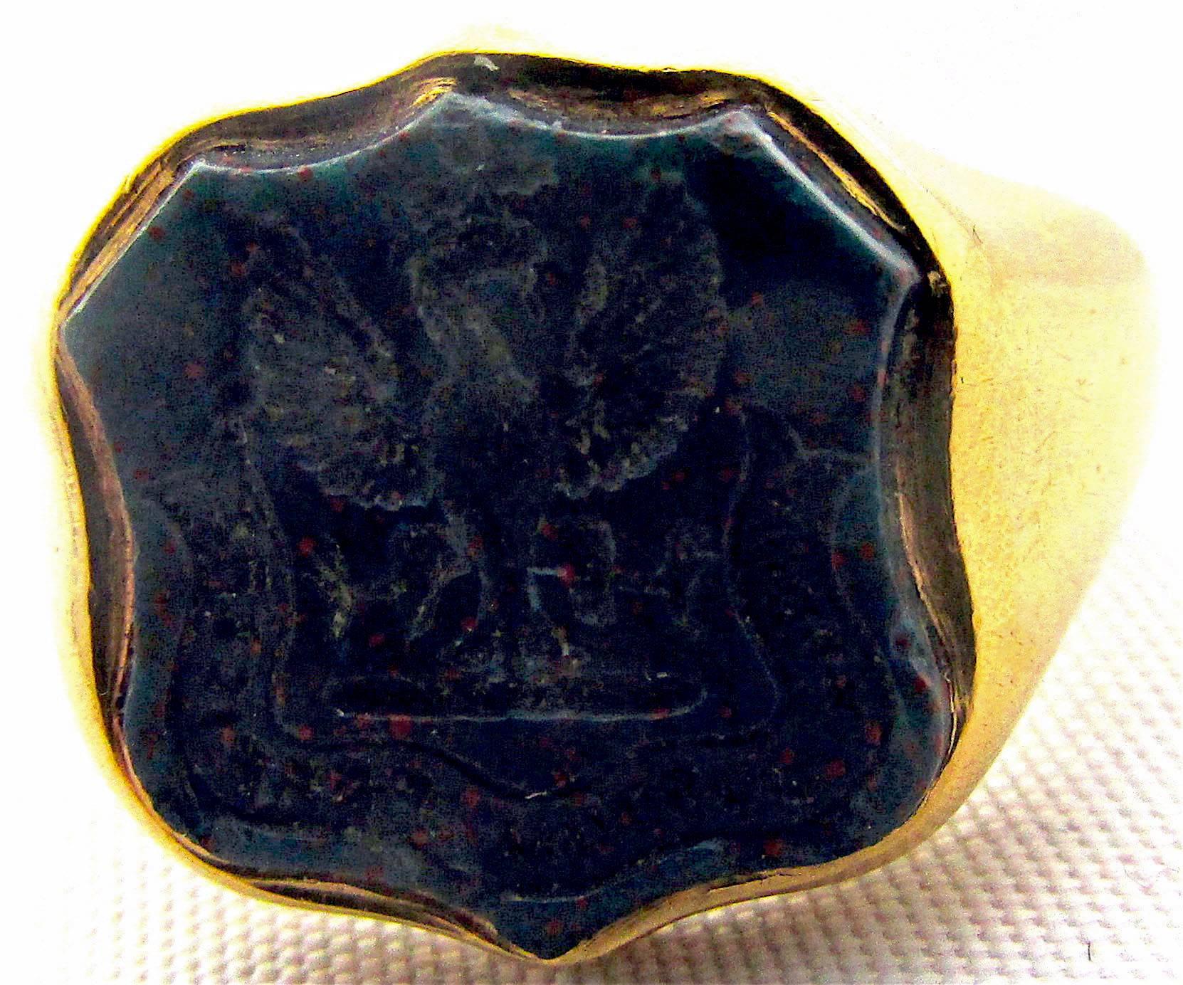 George V Antique Bloodstone Gold Ring