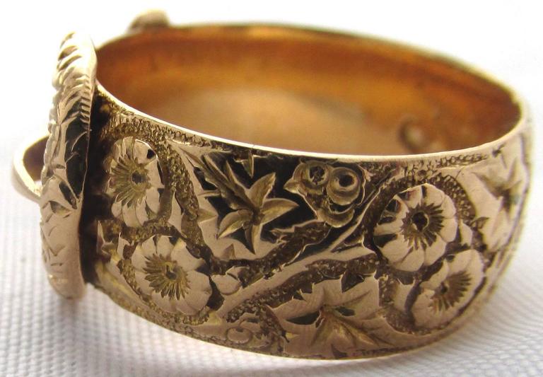 English Edwardian Engraved Gold Buckle Ring at 1stDibs antique gold