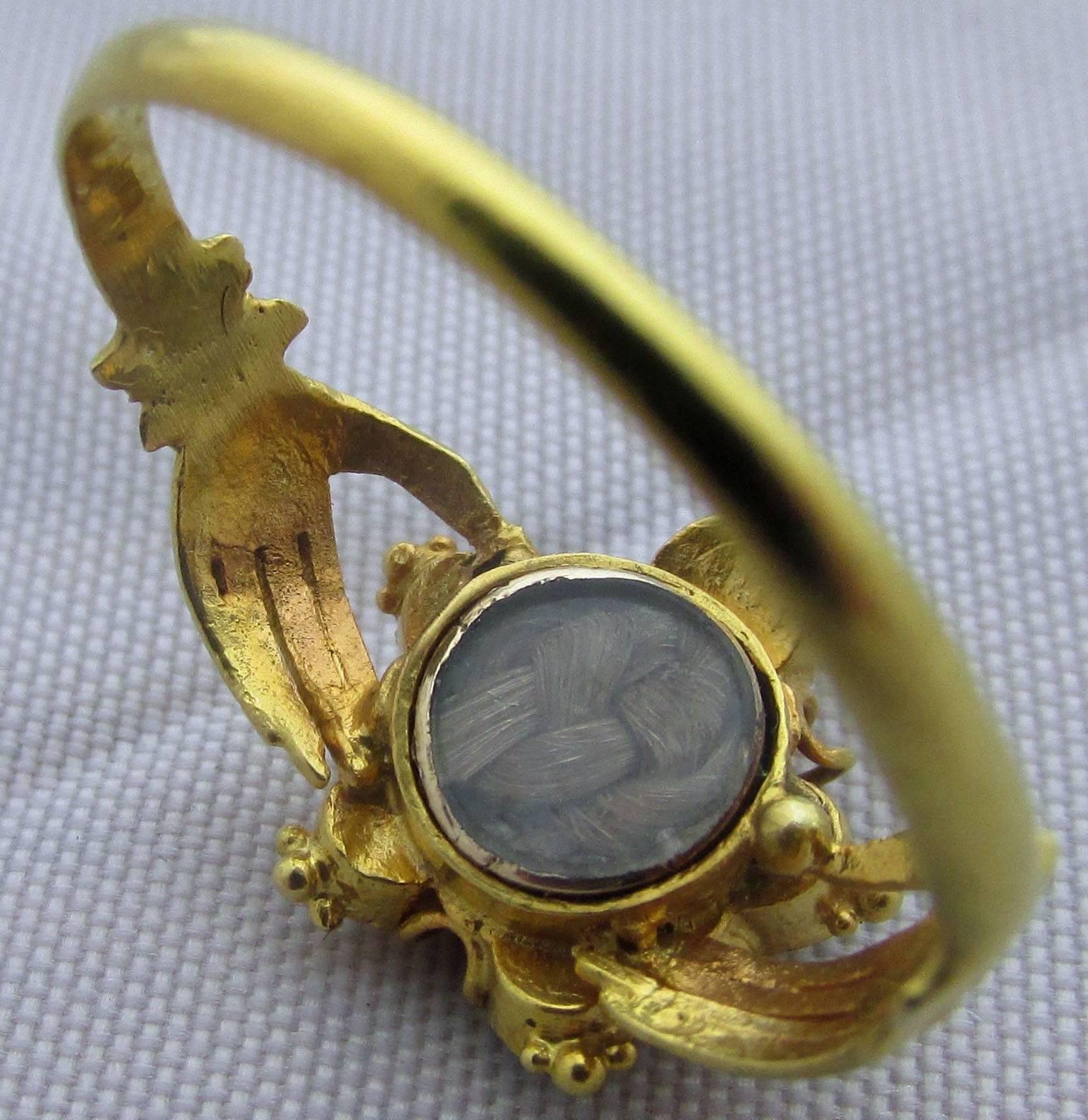 Antique Multi-Stone Gold Hands Holding Pansy Ring 3
