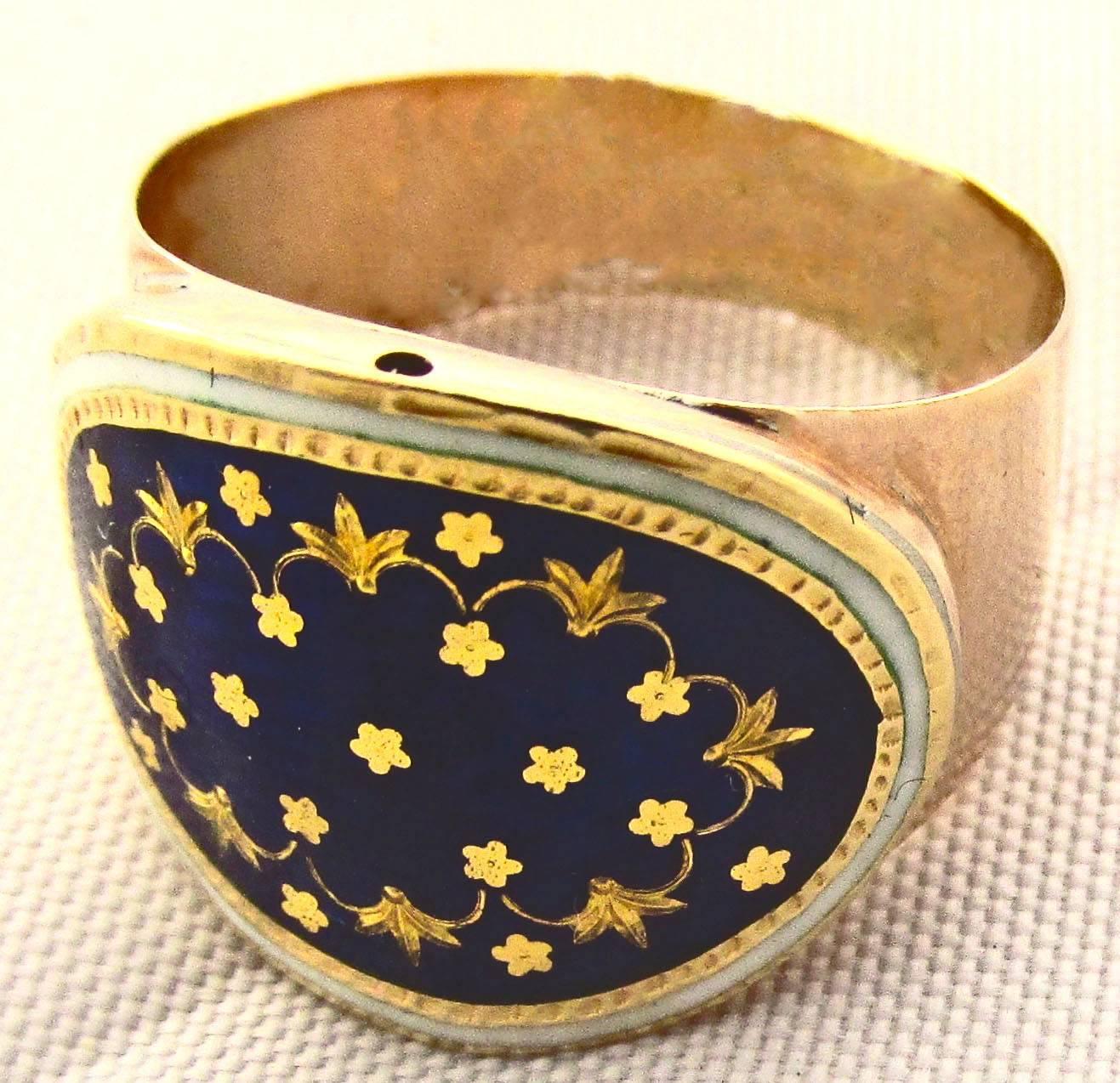 Georgian Antique Enamel Gold Ring