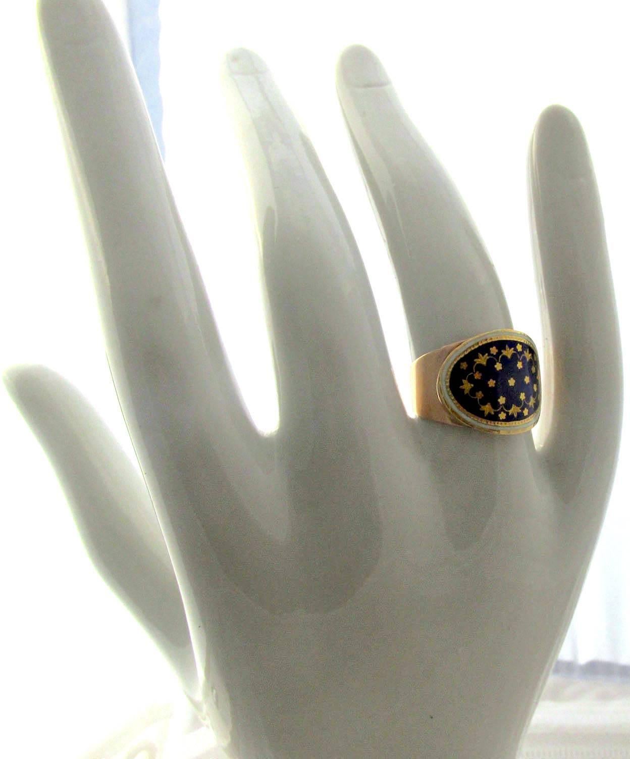 Antique Enamel Gold Ring 5