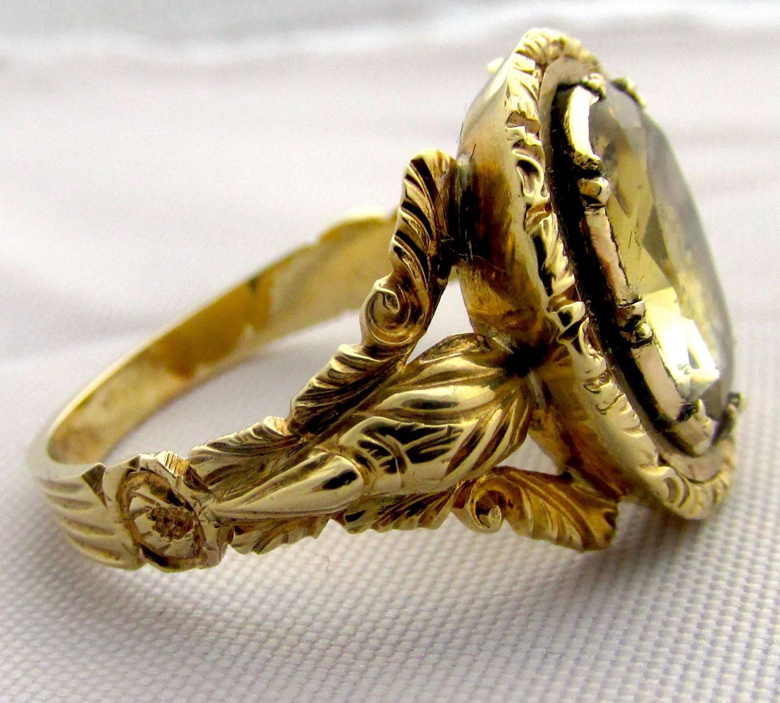 Antique Citrine Gold Ring In Excellent Condition In Baltimore, MD