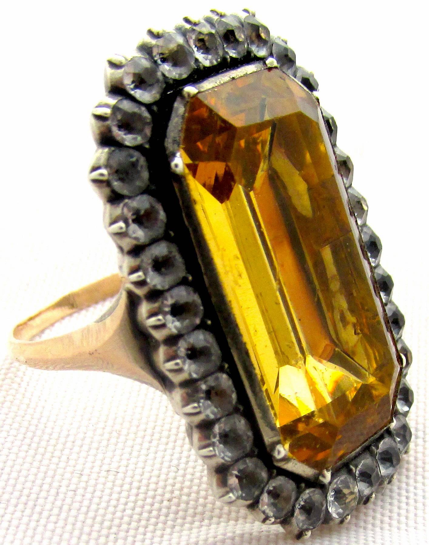 Antique Citrine Paste Ring in gold and silver 1