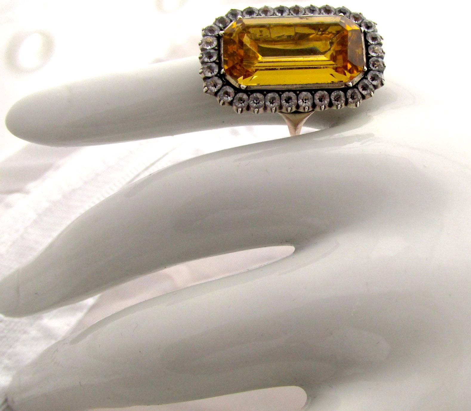 Antique Citrine Paste Ring in gold and silver 4
